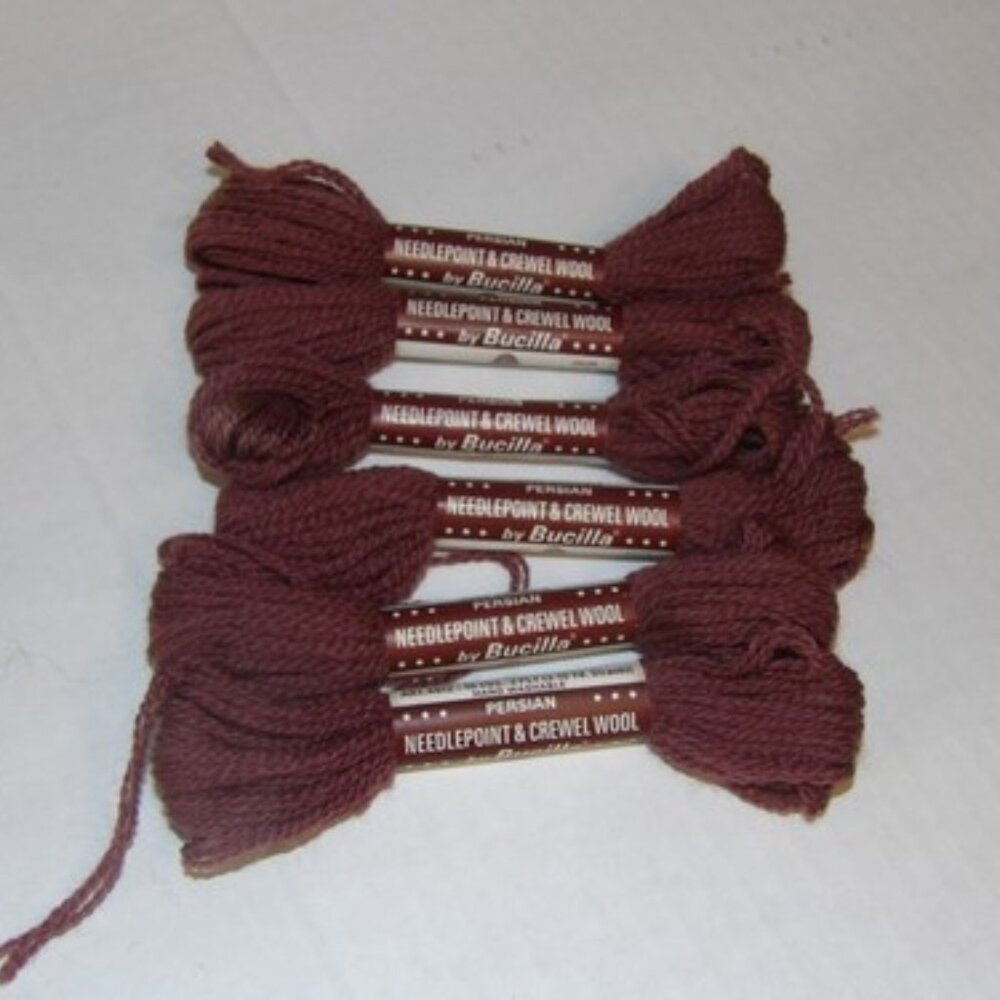 Bucilla Persian Needlepoint & Crewel Wool Yarn 6 Skeins Color 205 Maroon